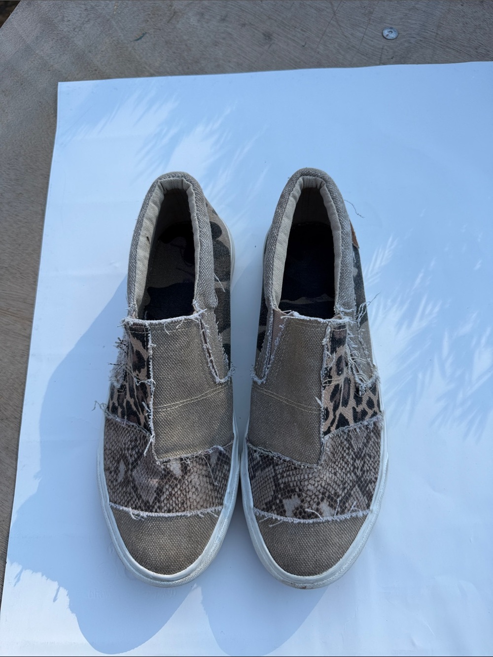 Blowfish Camo Slip-On Sneakers in Gray and Tan